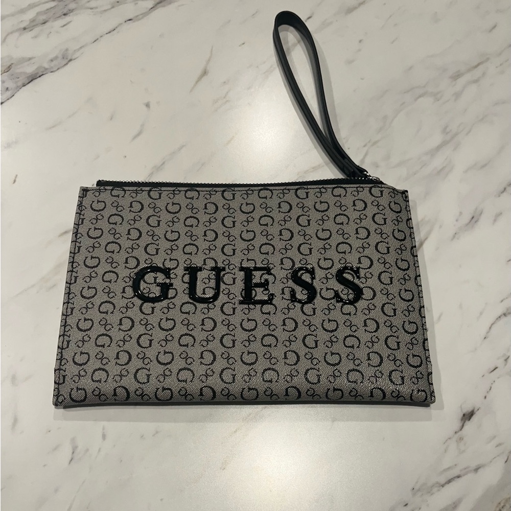 GUESS Monogram Gray Wristlet
